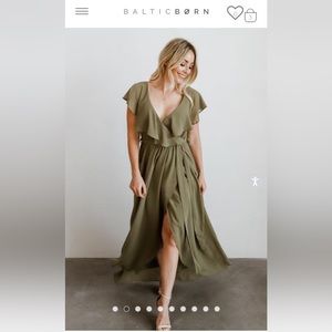 Baltic born olive green maxi with slit.
